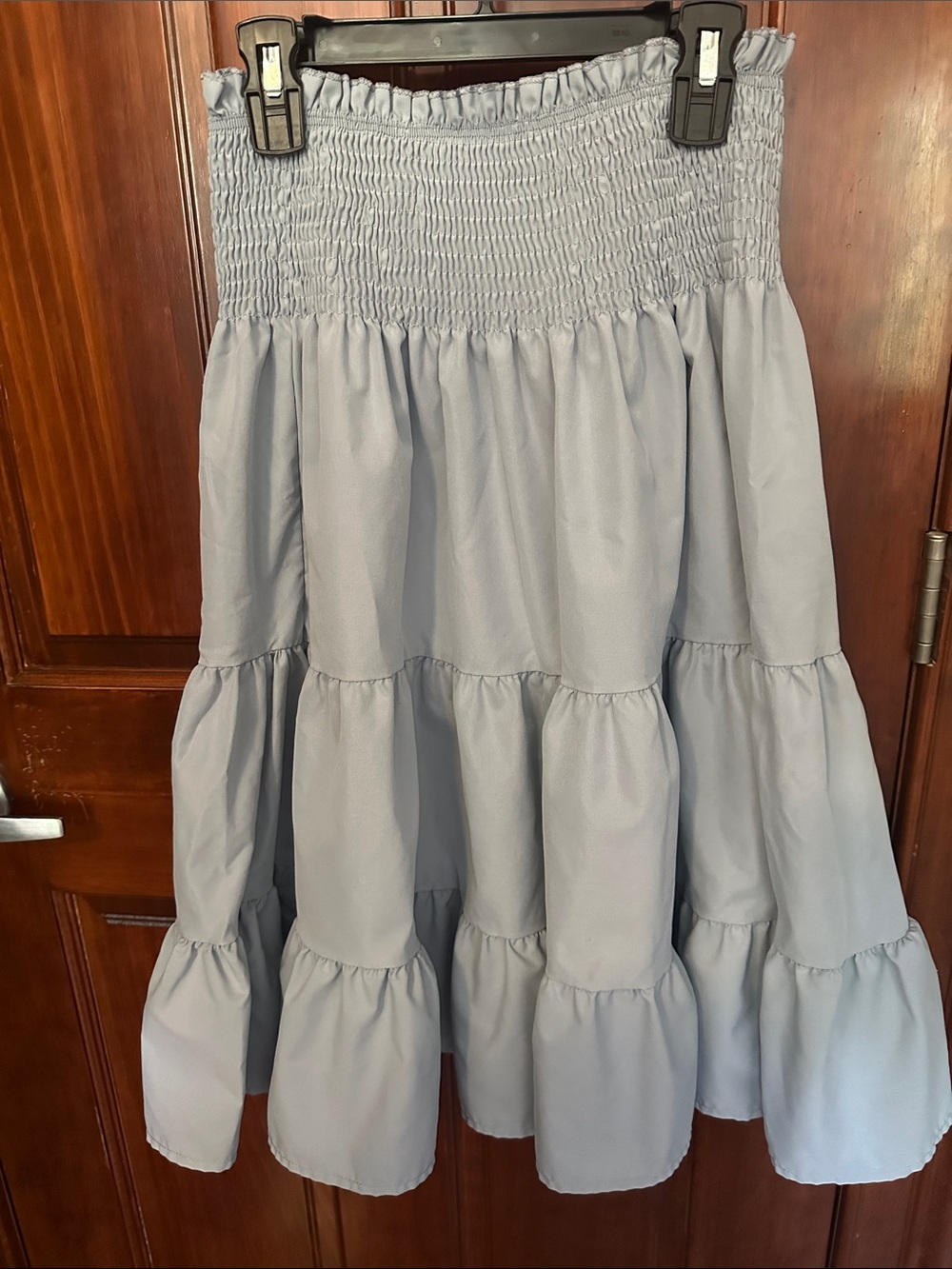 SHEIN Light Blue Tiered Smocked Waist Skirt
